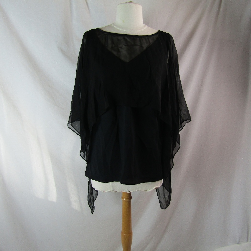 Marciano Black Chiffon Top Sz Small NWT